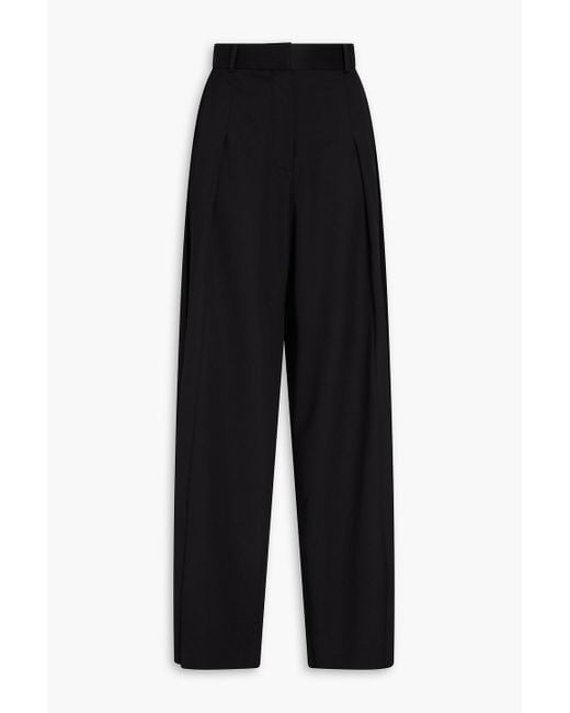 Joseph Black Mericourt Pleated Wool-blend Twill Wide-leg Pants