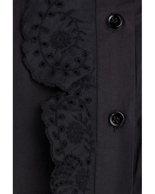 Isabel Marant Black Orsenia Broderie Anglaise Cotton-poplin Mini Shirt Dress