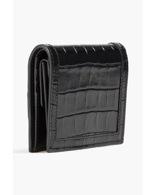 Versace Black Greca Goddess Croc-Effect Leather Wallet