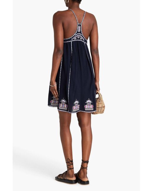Isabel Marant Blue Bretty Embellished Cutout Cotton-Blend Mini Dress