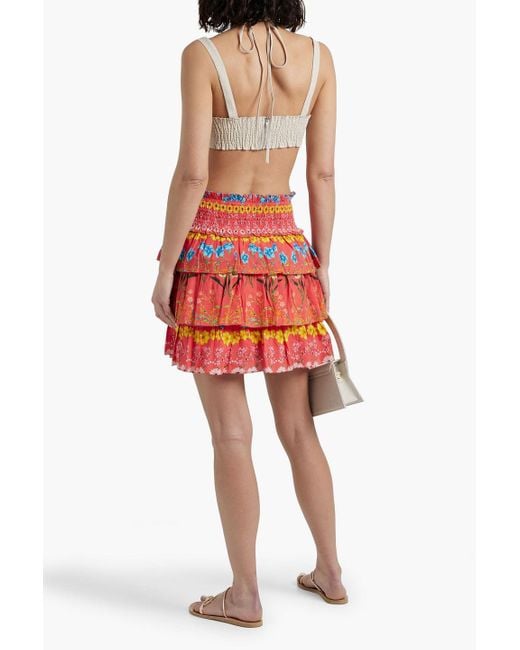 Cara Cara Lindsey Tiered Floral-print Cotton-voile Mini Skirt