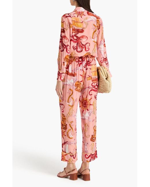 Farm Rio Pink Printed Crepe De Chine Shirt
