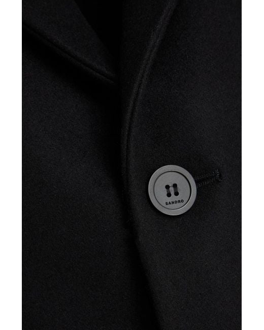 Sandro Black Wool-Blend Felt Coat for men