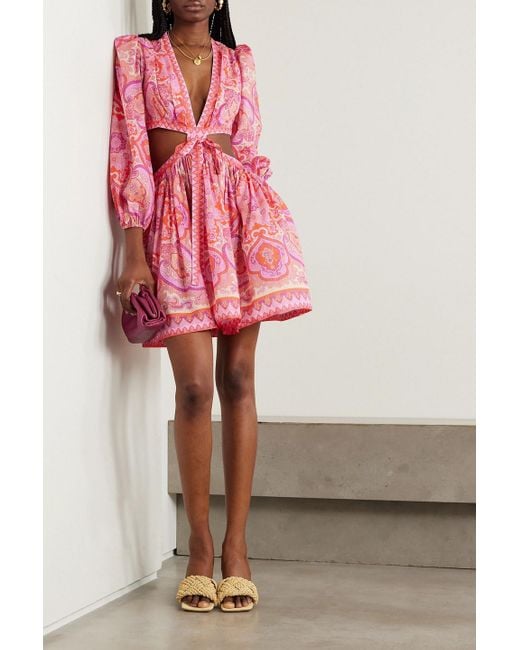 ワンピース ZIMMERMANN RHIANNON PRINTED MINI DRESS ZIMMERMANN Rhiannon printed towelled cotton mini dress