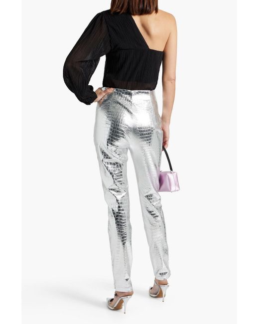 IRO Black Amalys One-sleeve Plissé-georgette Top