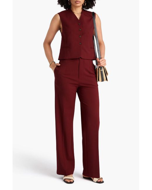 Loulou de Saison Red Teora Wool-blend Twill Vest