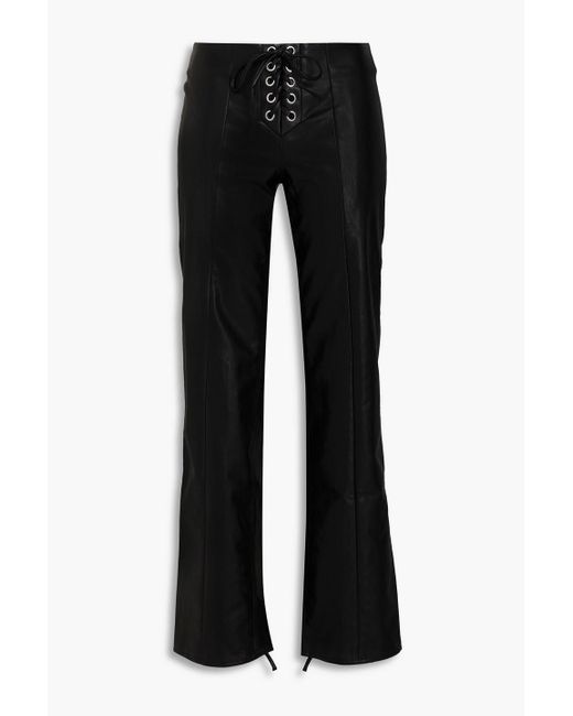ROTATE BIRGER CHRISTENSEN Black Lace-up Faux-leather Flared Pants