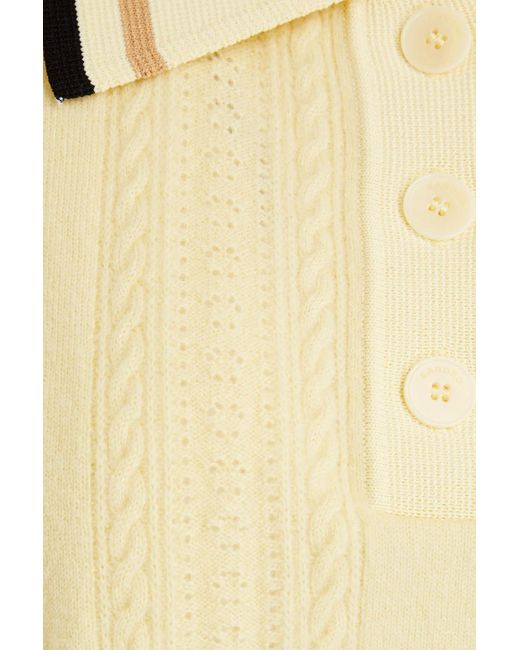 Sandro Natural Loire Pointelle-knit Wool And Cashmere-blend Polo Sweater