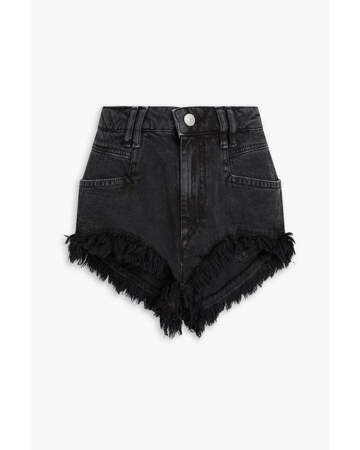 Isabel Marant Black Eneidao Frayed Denim Shorts