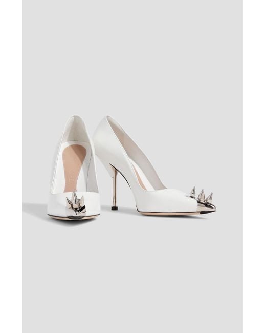Alexander McQueen White Punk Stud Leather Pumps