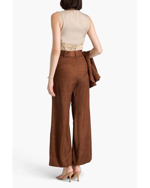 By Malene Birger Brown Puglia Slub Twill Wide-leg Pants