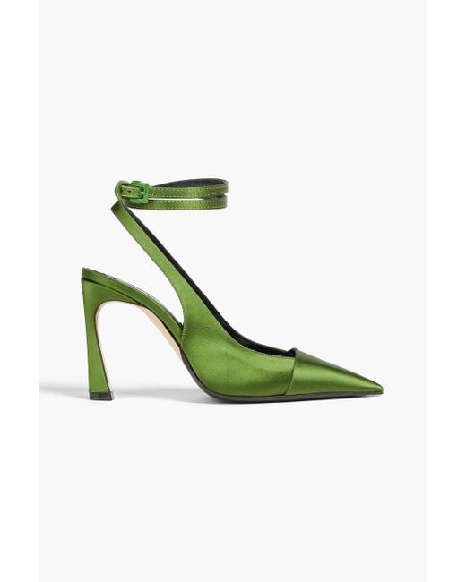 Victoria Beckham Green Cutout Satin Pumps