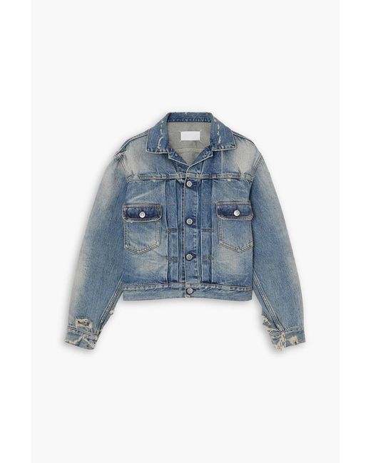 Maison Margiela Blue Cropped Distressed Denim Jacket