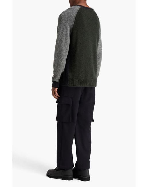 James Perse Green Color-Block Cashmere Sweater for men