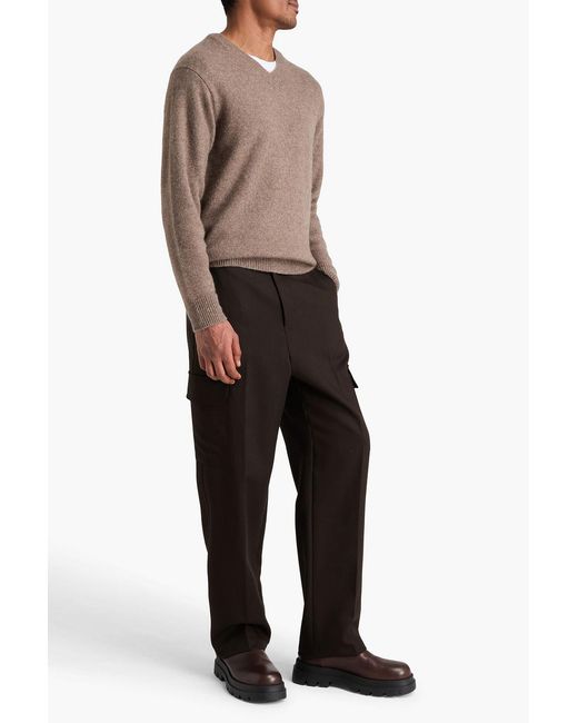 FRAME Black Tapered Wool-Twill Cargo Pants for men