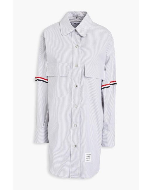 Thom Browne White Gestreiftes hemdkleid aus baumwoll-oxford in minilänge