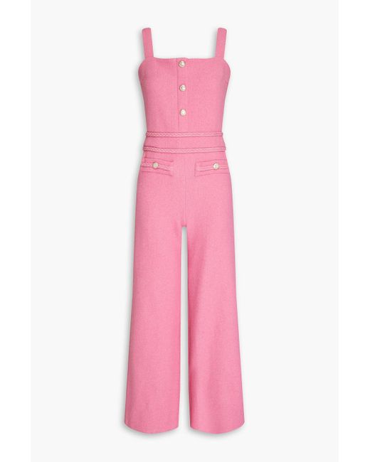 Maje Pink Bouclé-tweed Jumpsuit