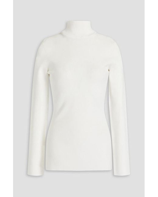 Victoria Beckham White Ribbed-knit Turtleneck Sweater