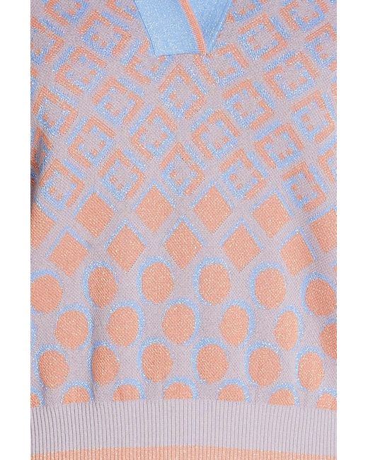 Diane von Furstenberg Pink Metallic Jacquard-knit Cotton-blend Sweater
