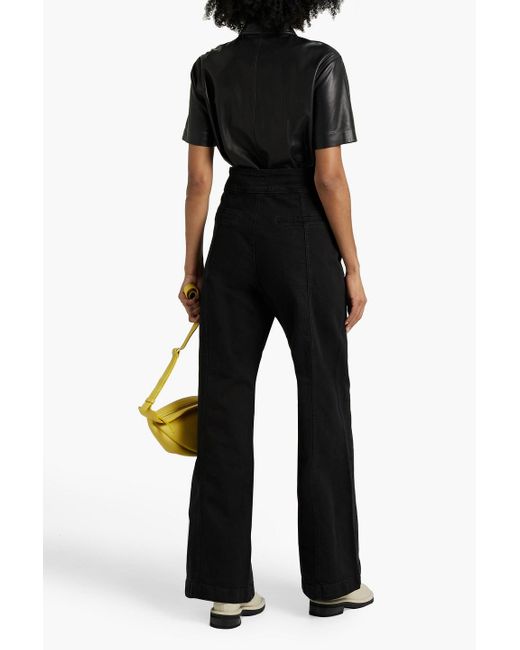 FRAME Black Tailored High-rise Wide-leg Jeans