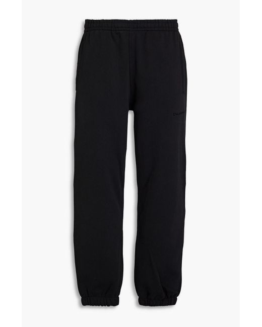Adidas Originals Black Embroidered French Cotton-terry Sweatpants for men