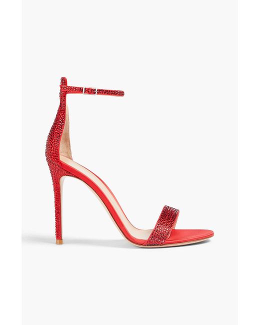 Gianvito Rossi Red Glam Raso Crystal-embellished Satin Sandals