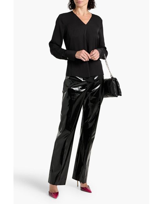 Theory Black Silk Crepe De Chine Top