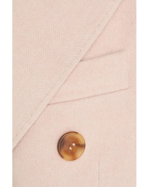 Maje Natural Double-Breasted Wool-Blend Flannel Coat