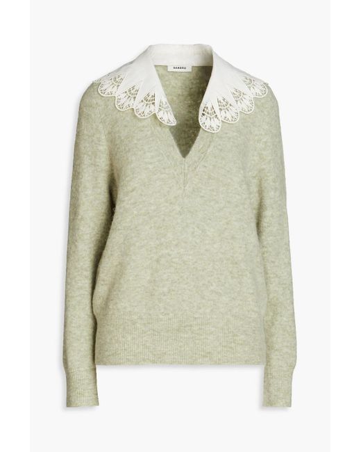 Sandro Green Convertible Mélange Knitted Sweater