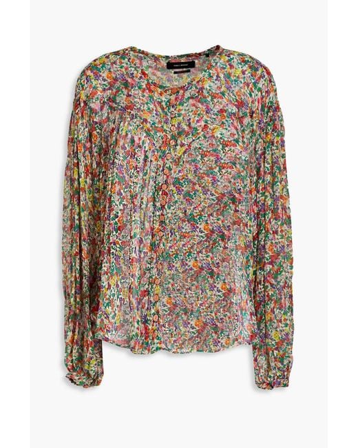 Isabel Marant Multicolor Orionea Gathered Floral-print Silk-crepon Blouse