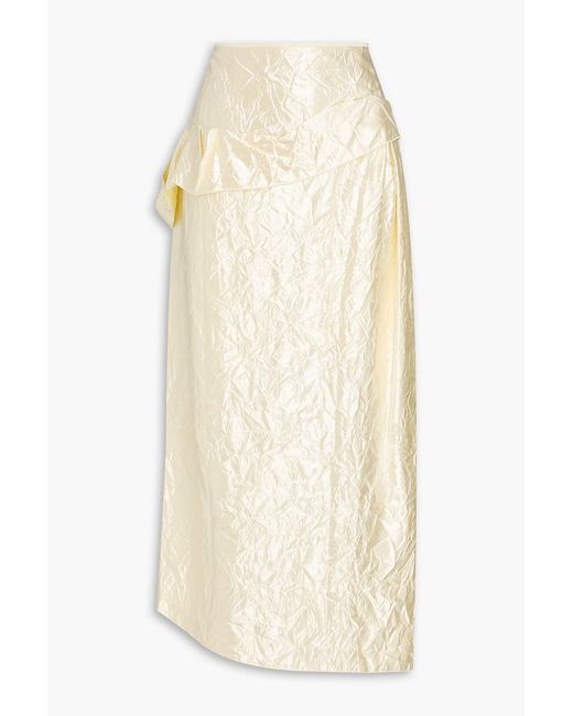 MERYLL ROGGE White Crinkled-Satin Maxi Skirt