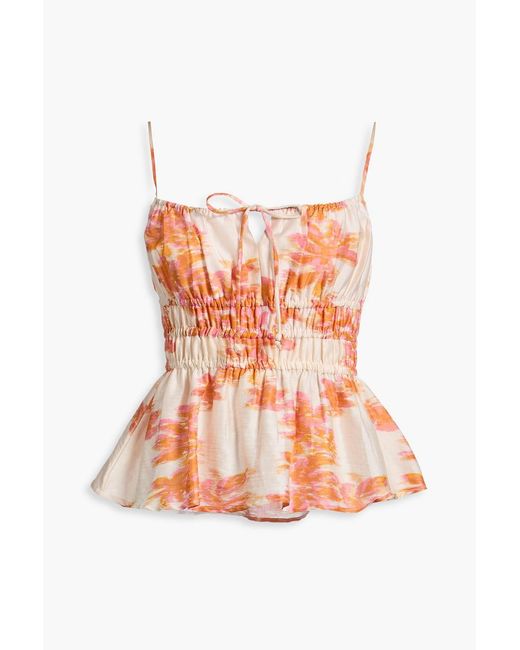 HANNAH Red Ava Printed Cotton And Silk-blend Camisole