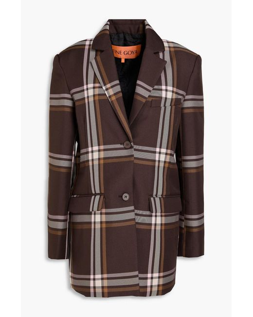 Stine Goya Brown Checked Twill Blazer