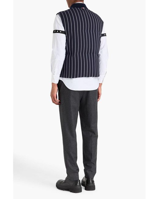 Thom Browne Blue Striped Wool Down Vest for men