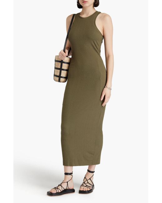Rag & Bone Green Luca geripptes maxikleid aus stretch-modal