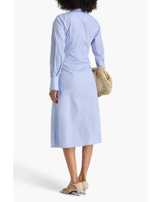 Jonathan Simkhai Blue Augustina Striped Cotton-Poplin Midi Shirt Dress