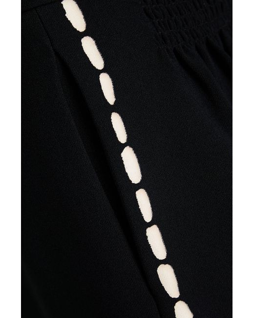 Emporio Armani Black Printed Crepe Wide-leg Pants