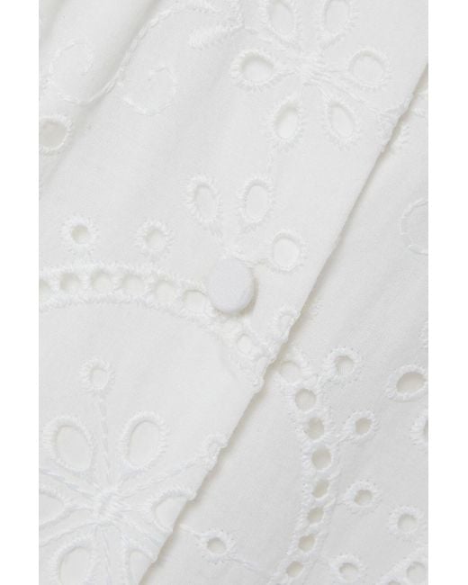 Charo Ruiz White Irene Tiered Broderie Anglaise Cotton-blend Maxi Dress