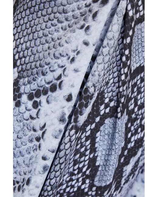 16Arlington Blue Snake-print Satin Wide-leg Pants