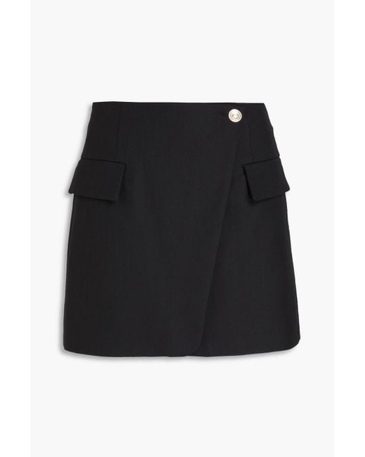 Maje Black Twill Mini Wrap Skirt
