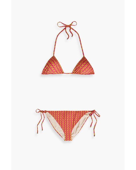 Valentino Garavani Red Printed Triangle Bikini