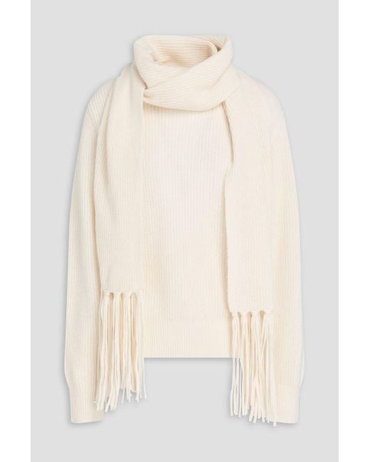 Sandro Natural Ribbed Wool And Cashmere-Blend Sweater