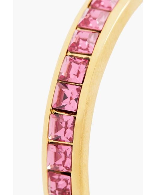 Kenneth Jay Lane Metallic Tone Crystal Hoop Earrings