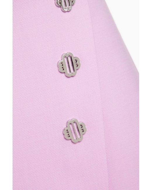 Maje Pink Wrap-effect Embellished Twill Mini Skirt
