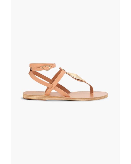 Ancient Greek Sandals Natural Centaur Embellished Leather Sandals