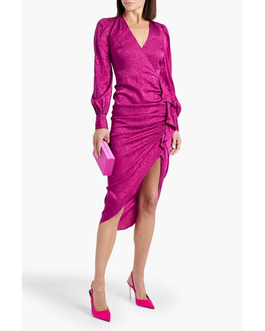 Veronica Beard Pink Weiss Wrap-effect Silk-blend Jacquard Midi Dress