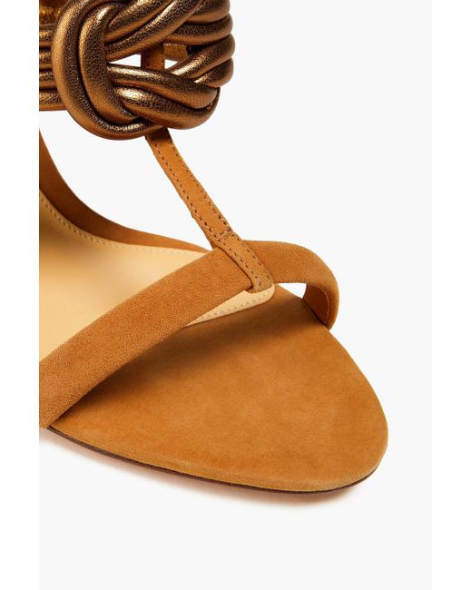 Alexandre Birman Brown Vicky 80 sandalen aus metallic-leder und veloursleder