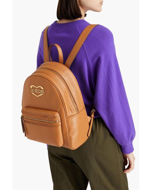 Love Moschino Brown Faux Leather Backpack