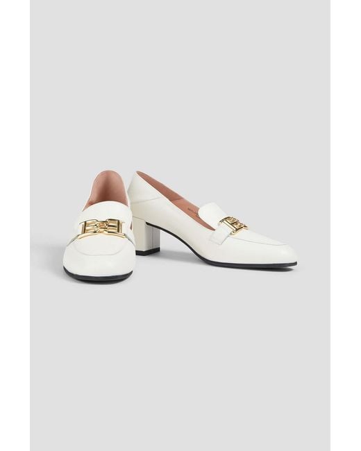 Bally White Bekla 50 Embellished Leather Collapsible-Heel Pumps