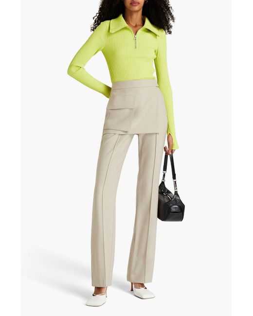 Wool Layered Twill Bootcut Pants 